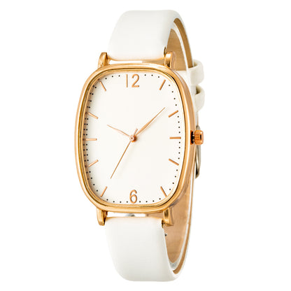 Simple And Exquisite Womens Tonneau Belt Quartz Watch