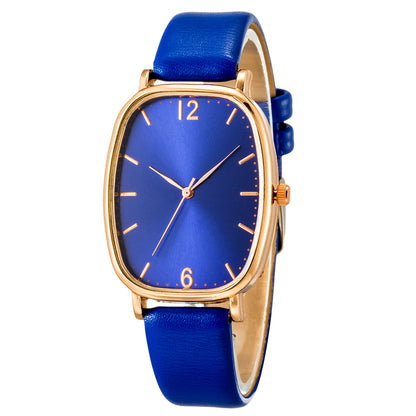 Simple And Exquisite Womens Tonneau Belt Quartz Watch