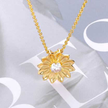 Sunflower Zircon Ladies Necklace - Elegant Jewelry Accessory