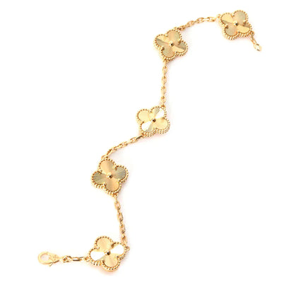 CLOVER 5 MOTIF GOLD BRACELET