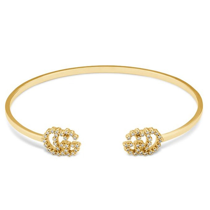 GOLD RUNNING DIAMOND LOGO BANGLE BRACELETS