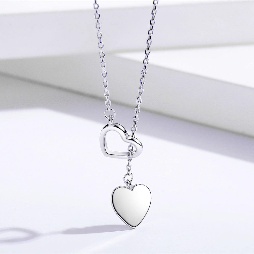 Sterling silver double love necklace