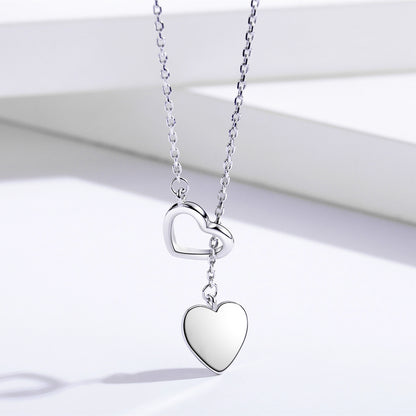 Sterling silver double love necklace