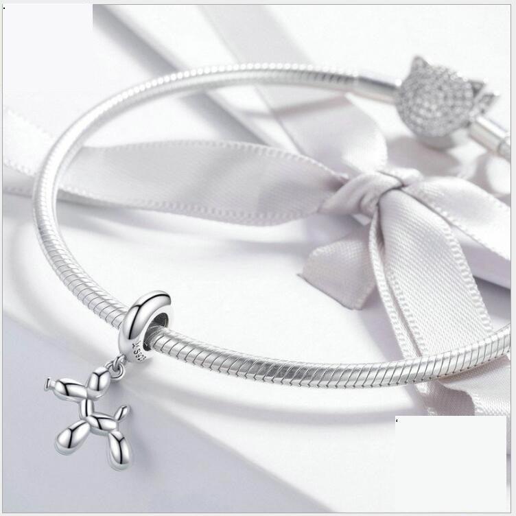 Cute Balloon Dog Silver Pendant - Sterling Silver Jewelry for Ladies