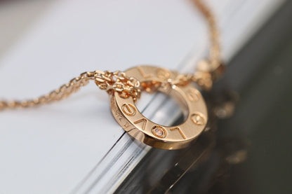 LOVE NECKLACE ADJUSTABLE ROSE GOLD 2 DIAMOND