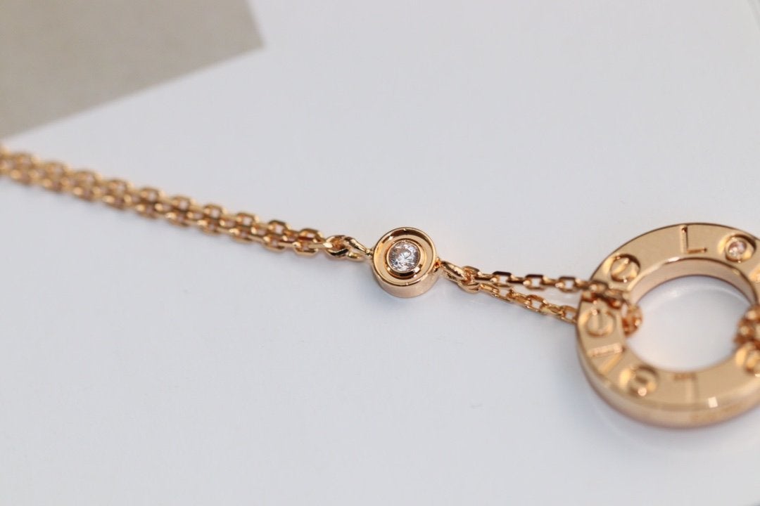 LOVE NECKLACE ADJUSTABLE ROSE GOLD 2 DIAMOND