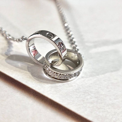 LOVE NECKLACE ROSE GOLD AND SILVER DIAMOND