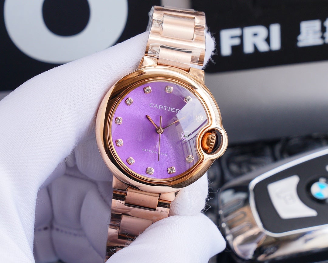 BALLON BLEU 33MM ROSE GOLD PURPLE DIAL