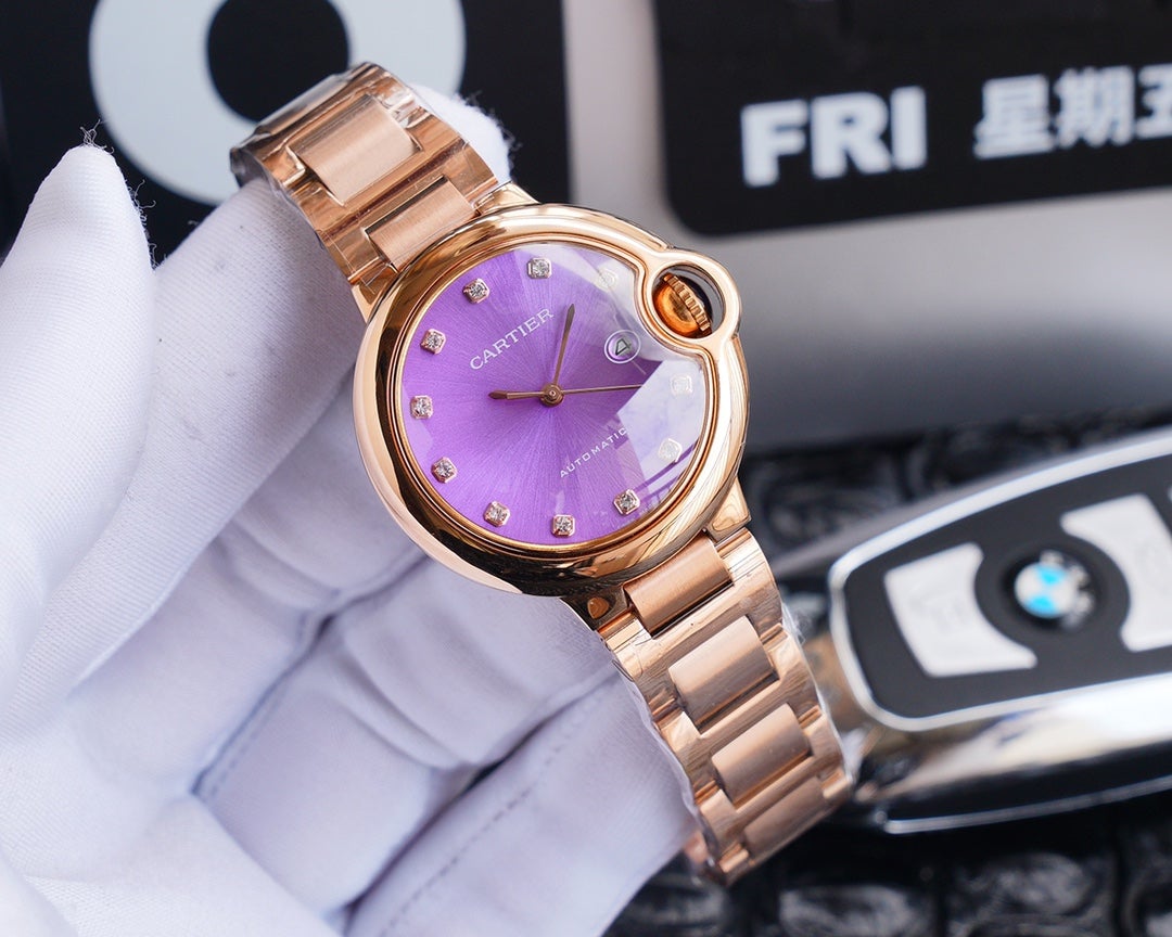 BALLON BLEU 33MM ROSE GOLD PURPLE DIAL