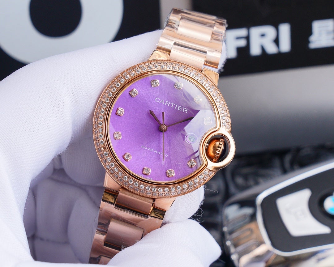 BALLON BLEU 33MM ROSE GOLD PURPLE DIAL