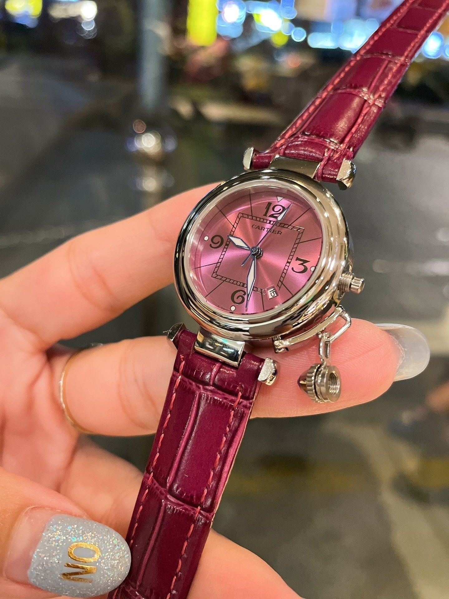 PASHA DE CARTIER 35MM QUARTZ DARK PINK DIAL