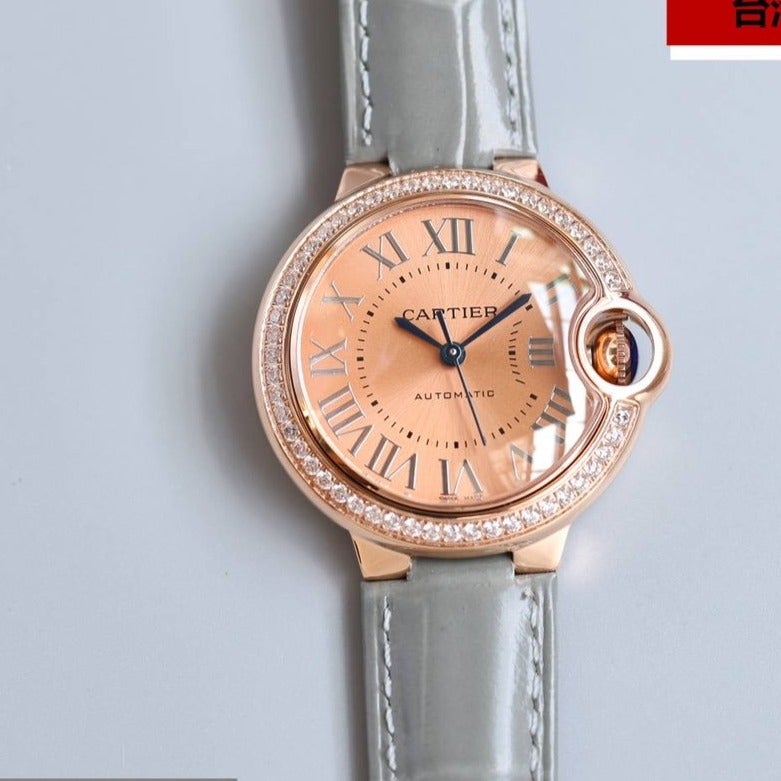 BALLON BLEU 33MM ROSE GOLD GREY LEATHER