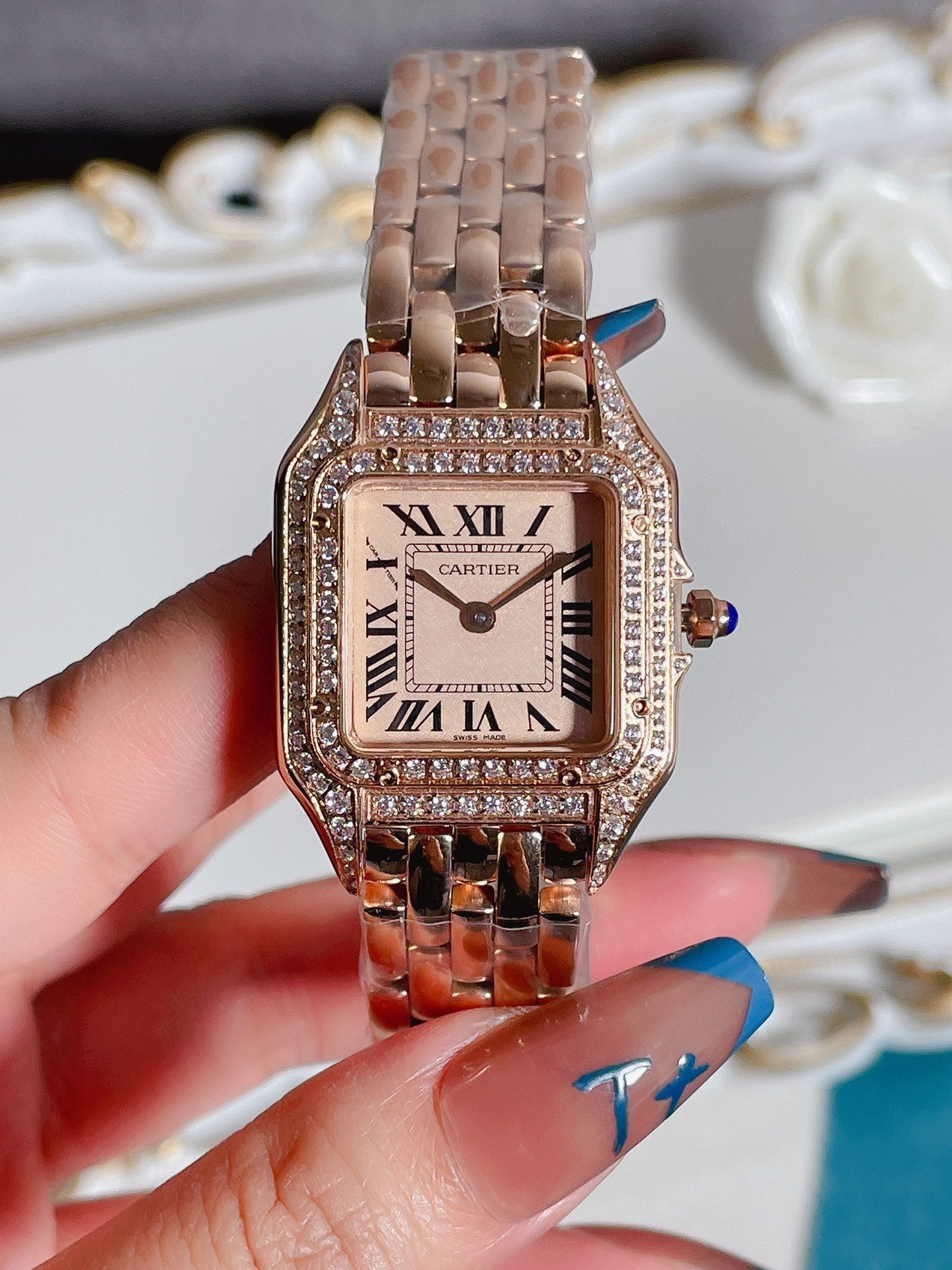 PANTHERE 27MM QUARTZ ROSE GOLD DIAMOND BEZEL