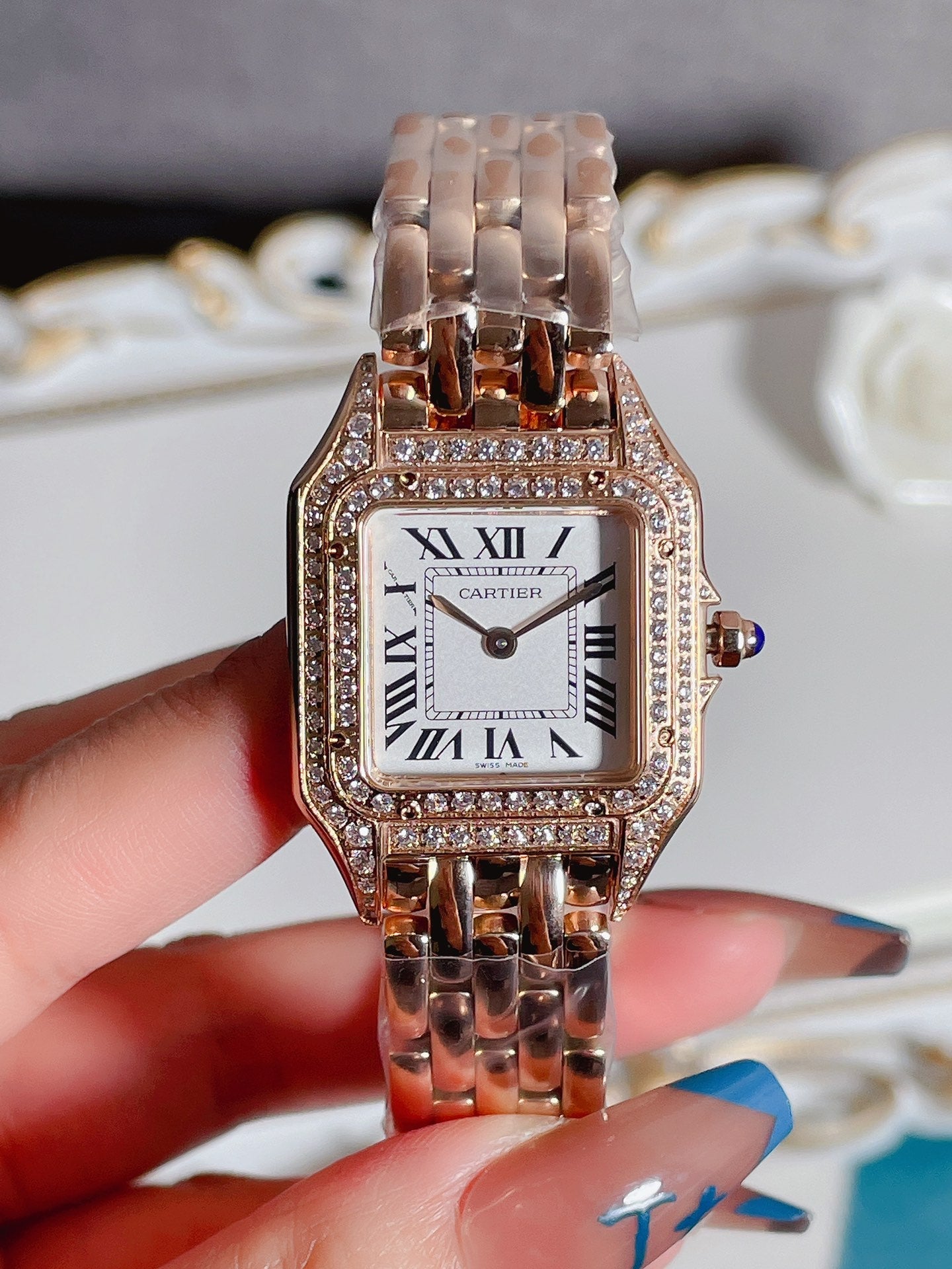 PANTHERE 27MM QUARTZ ROSE GOLD DIAMOND BEZEL