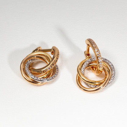 TRINITY EARRINGS GOLD SILVER PINK GOLD DIAMONDS