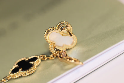 CLOVER EARRINGS GOLD ONYX MOP 3 MOTIF