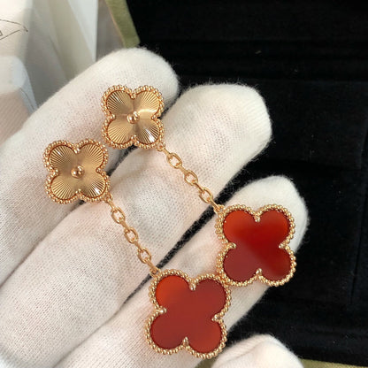 CLOVER EARRINGS GOLD AND CARNELIAN