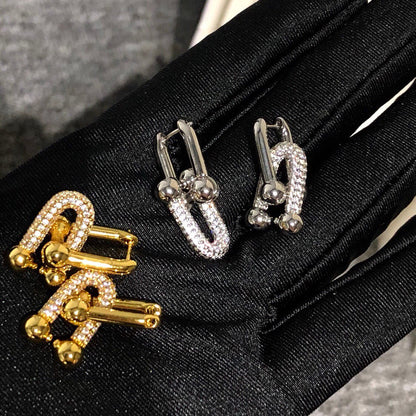 HARDWARE DROP EARRINGS DOUBLE LINK DIAMOND