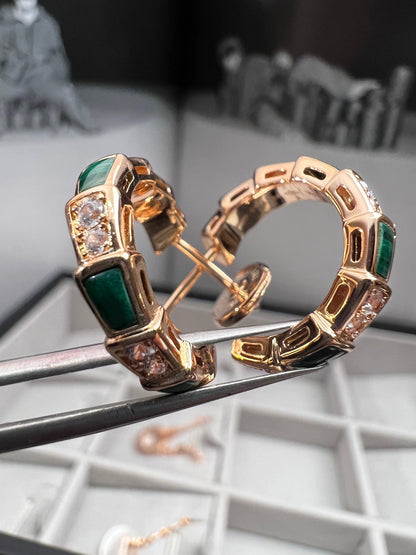 SERPENTI MALACHITE PINK GOLD EARRINGS