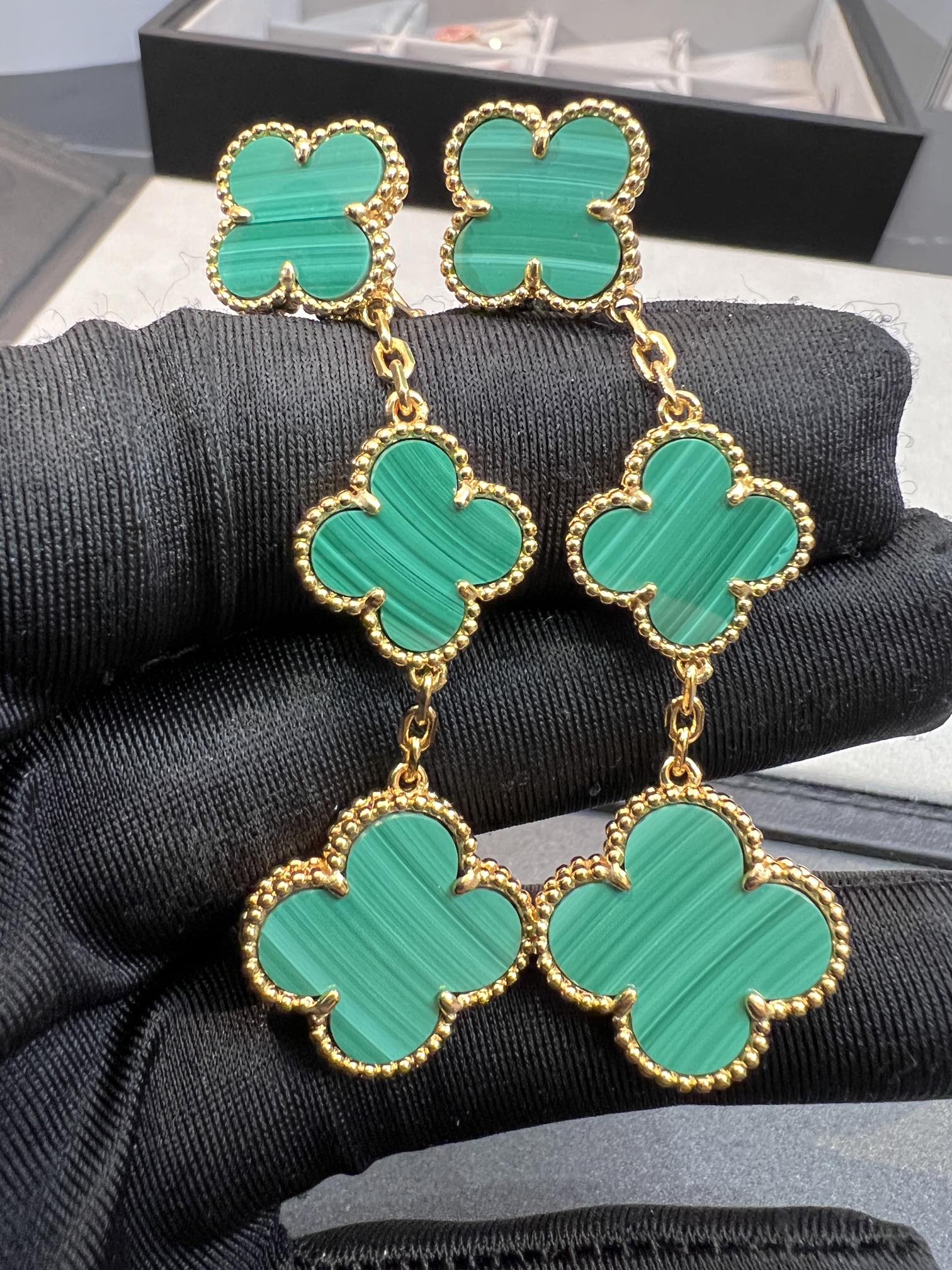 CLOVER MALACHITE 3 MOTIFS GOLD