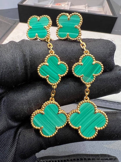 CLOVER MALACHITE 3 MOTIFS GOLD