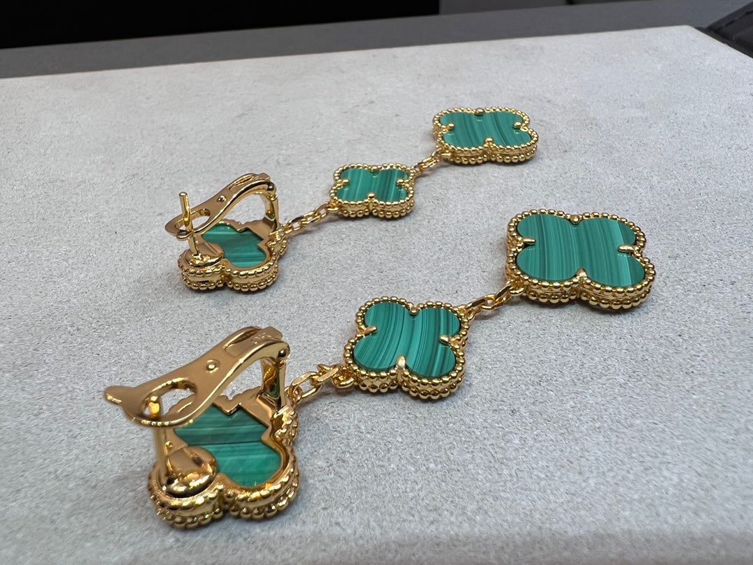 CLOVER MALACHITE 3 MOTIFS GOLD