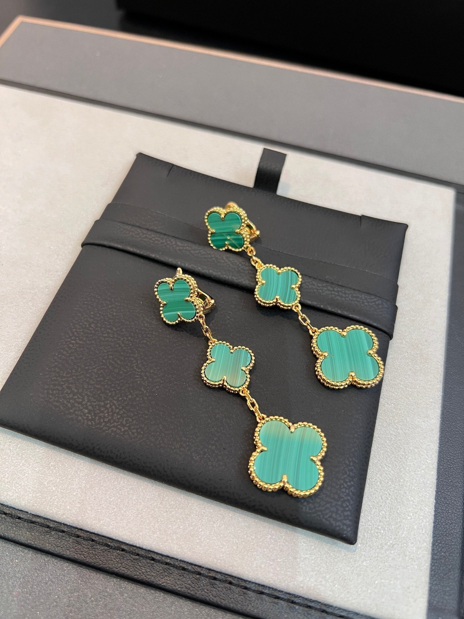 CLOVER MALACHITE 3 MOTIFS GOLD