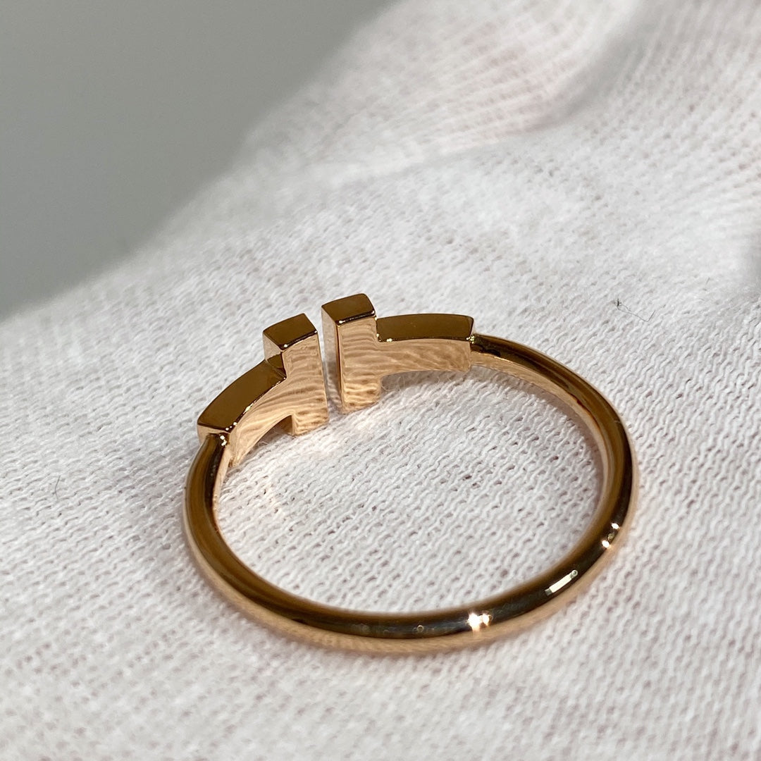 T WIRE RING DIAMOND PINK GOLD