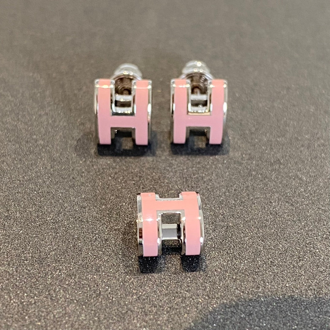 MINI POP H SILVER EARRINGS PINK