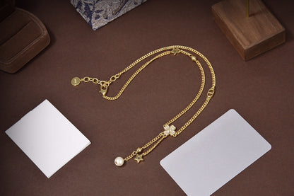 STAR AND BALL GOLD DIAMOND NECKLACE