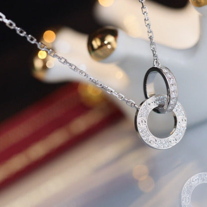 LOVE DOUBLE RING DIAMOND NECKLACE