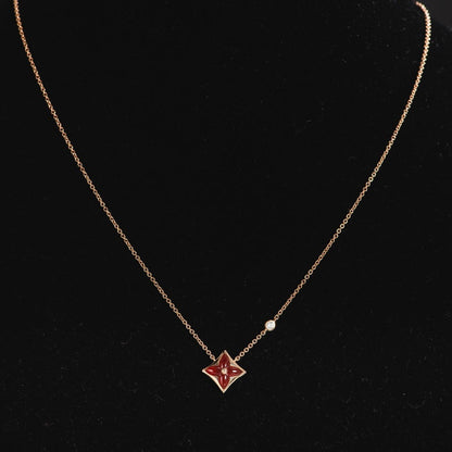 STAR NECKLACE PINK GOLD 1 DIAMOND