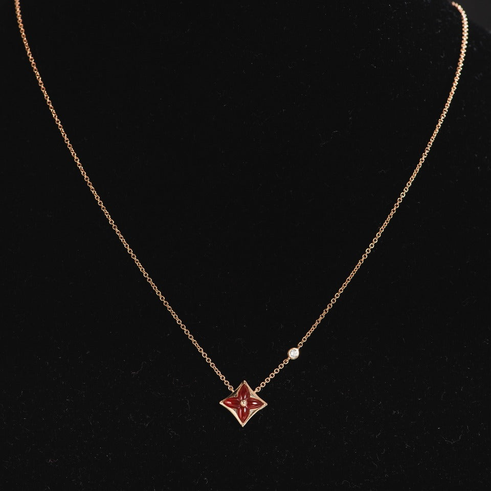 STAR NECKLACE PINK GOLD 1 DIAMOND