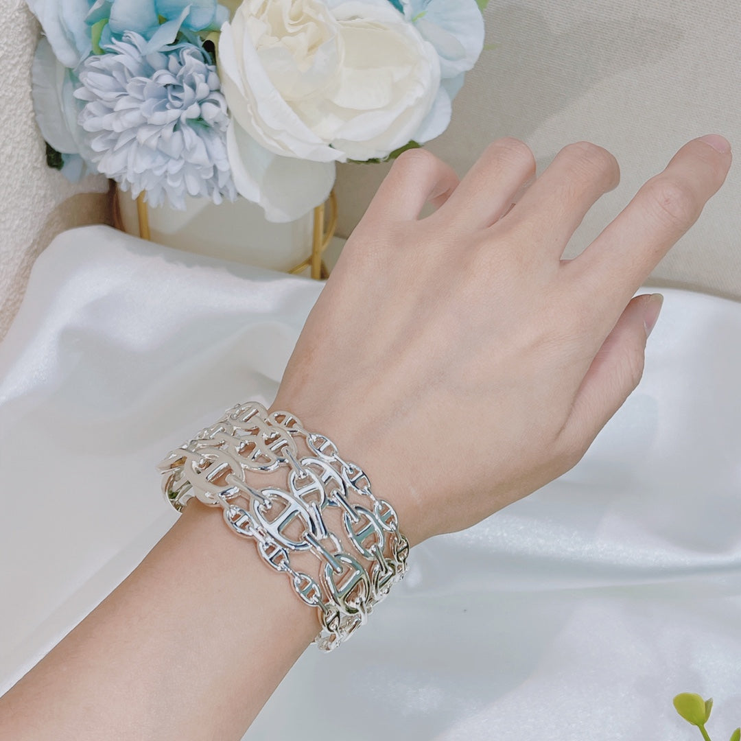 CHAINE SILVER LARGE OPEN BRACELET