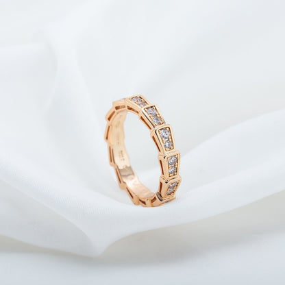 SERPENTI RING PINK GOLD DIAMOND PAVED 3MM