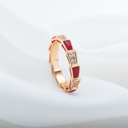 SERPENTI RING PINK GOLD CARNELIAN DIAMOND 3MM