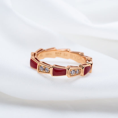 SERPENTI RING PINK GOLD CARNELIAN DIAMOND 3MM