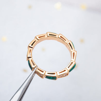 SERPENTI RING PINK GOLD MALACHITE DIAMOND 3MM