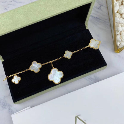 MAGIC CLOVER MOP GOLD BRACELET 5 MOTIFS