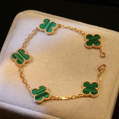 CLOVER MALACHITE BRACELET 5 MOTIFS