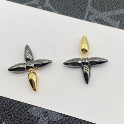 LOUISETTE STUD EARRINGS BLACK GOLD