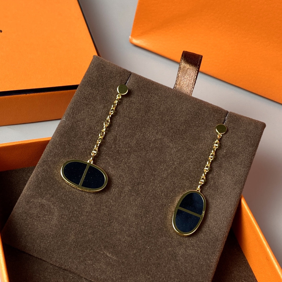 CHAINE VERSO BLACK CERAMIC EARRINGS