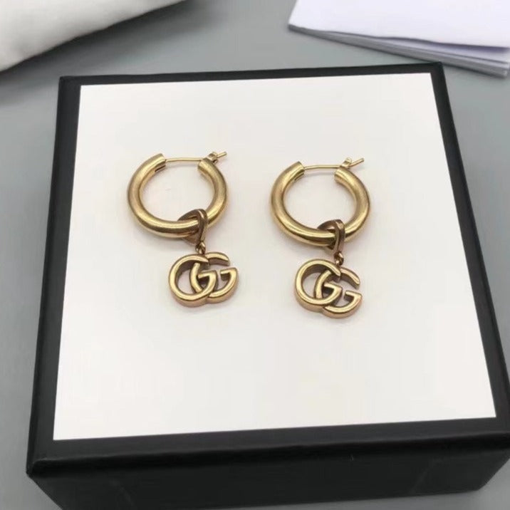 GG HOOP EARRINGS ANTIQUE GOLD