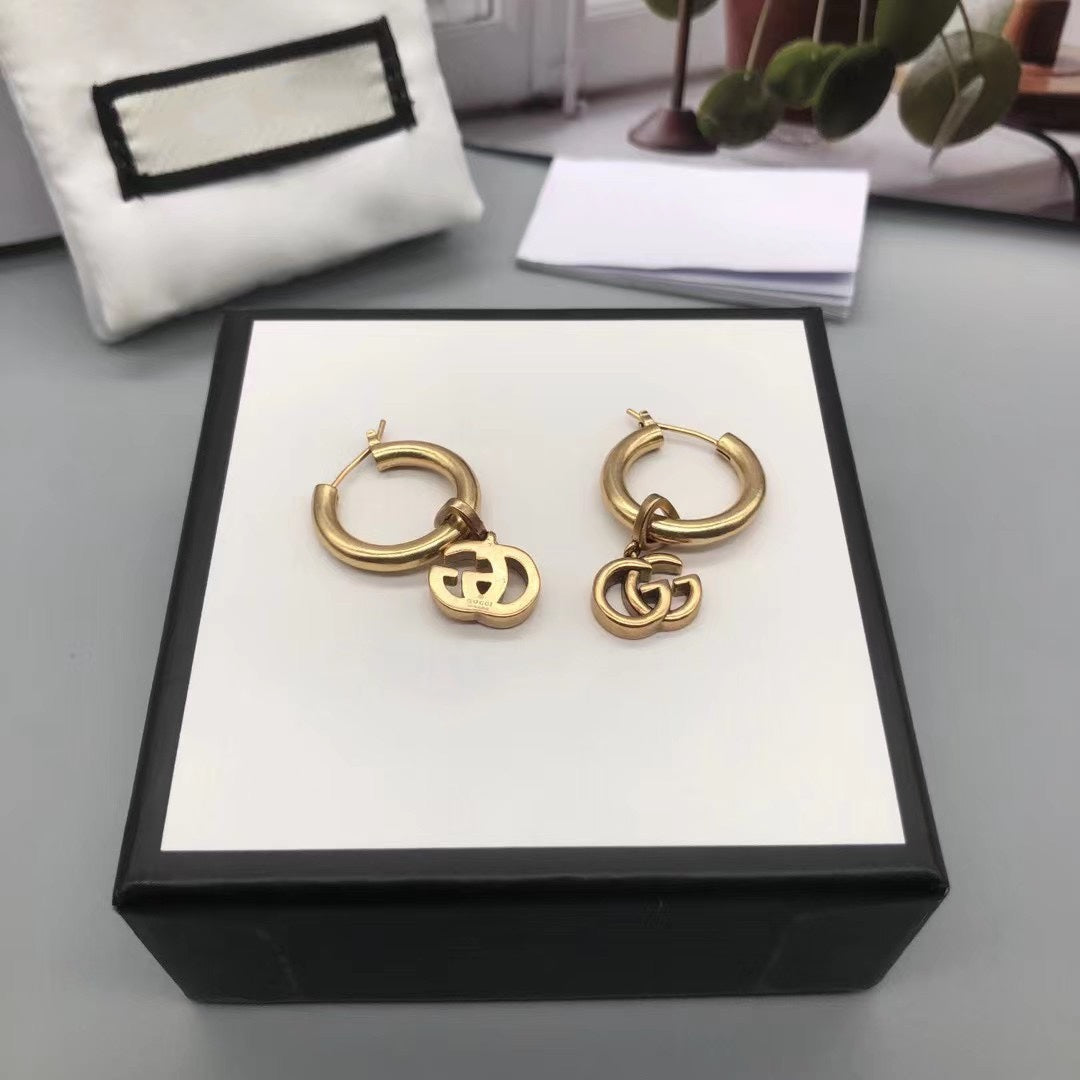 GG HOOP EARRINGS ANTIQUE GOLD