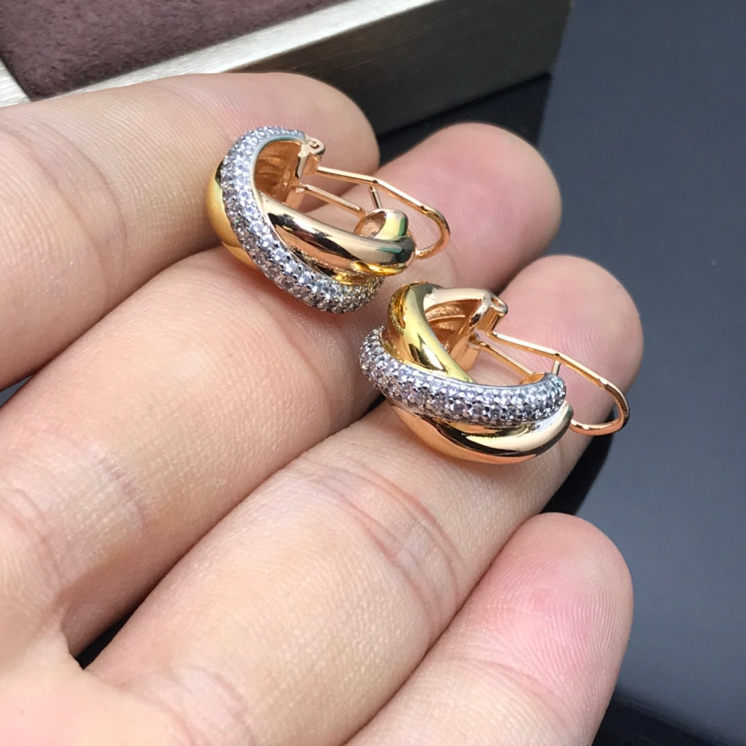 TRINITY PINK GOLD DIAMOND GOLD EARRINGS