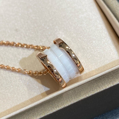 ZERO 1 WHITE CERAMIC PINK GOLD NECKLACE