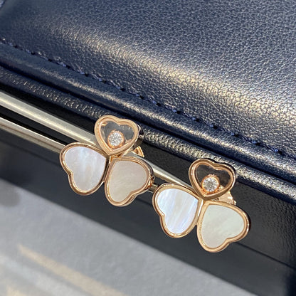 HAPPY HEART WING MOP PINK GOLD EARRINGS