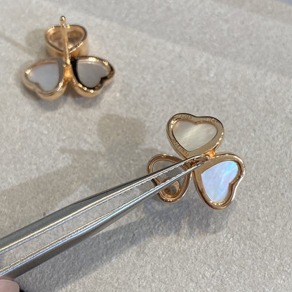 HAPPY HEART WING MOP PINK GOLD EARRINGS