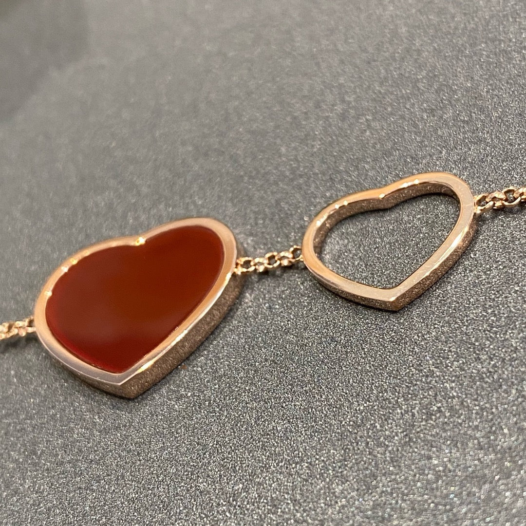 HAPPY HEART CARNELIAN PINK GOLD BRACELET