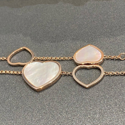 HAPPY HEART WHITE MOP PINK GOLD BRACELET